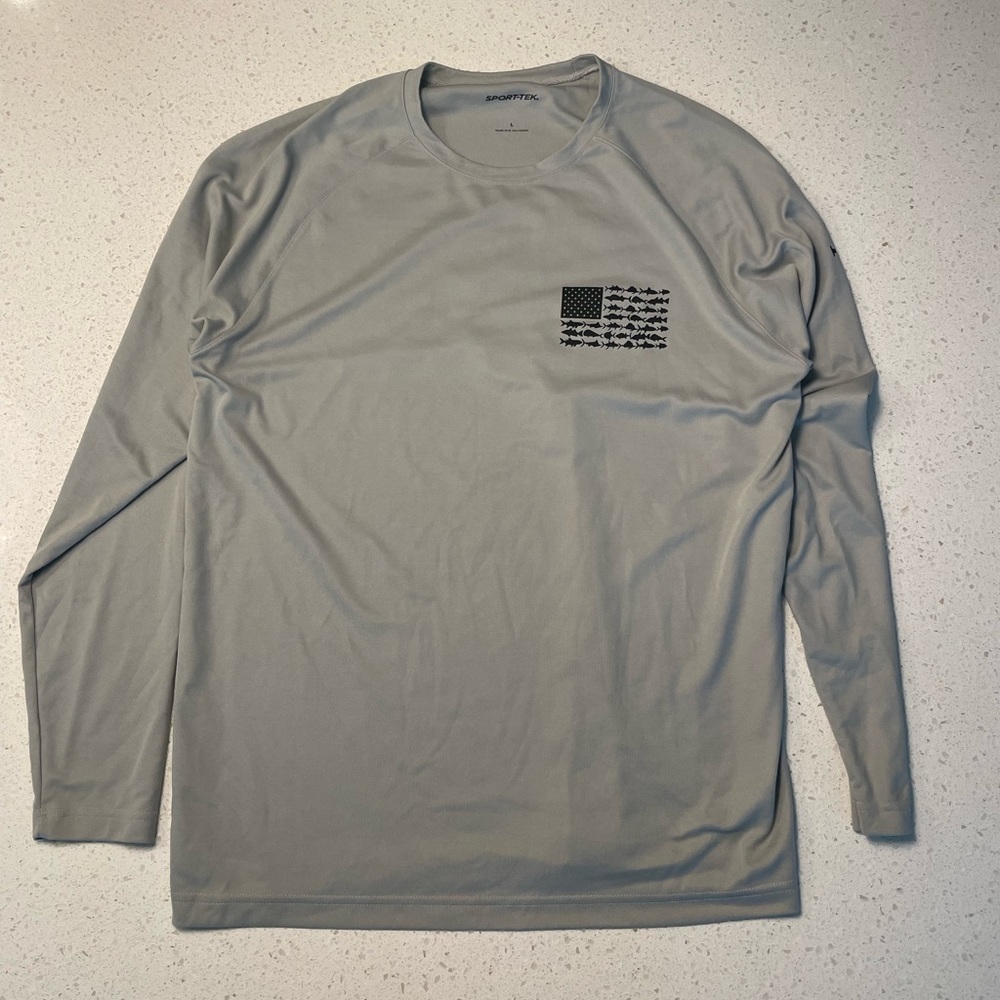 SportTek Men’s Fishing Polyester T-Shirt - Gray - Size L